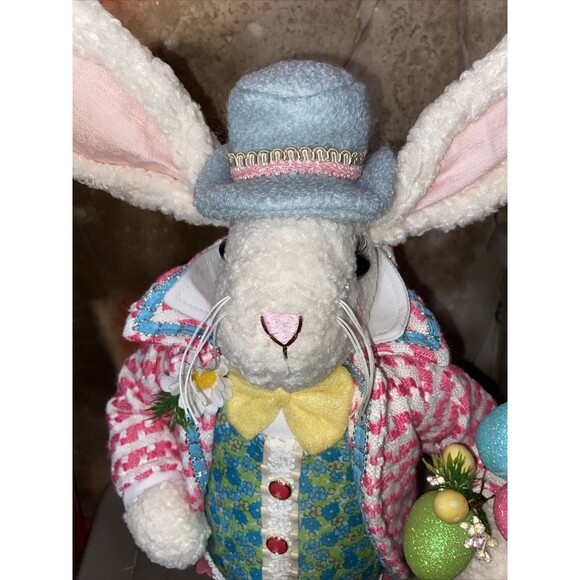 KAREN DIDION Cottontail Collection Mr. Easter Blue Bunny Rabbit Spring 26" Tall - Picture 5 of 14